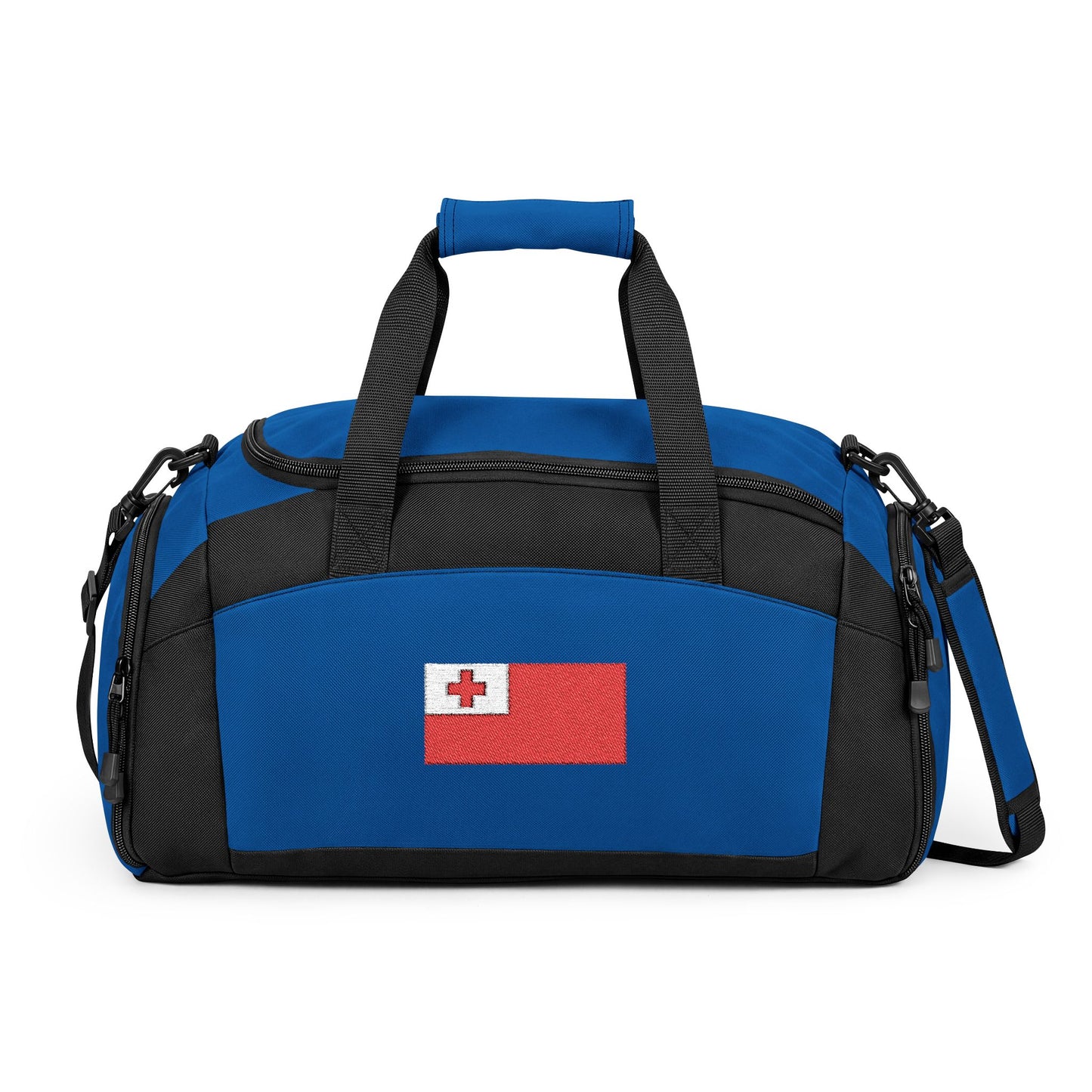 Tonga Flag Gym Bag — Black Duffle with Embroidered Switzerland Flag