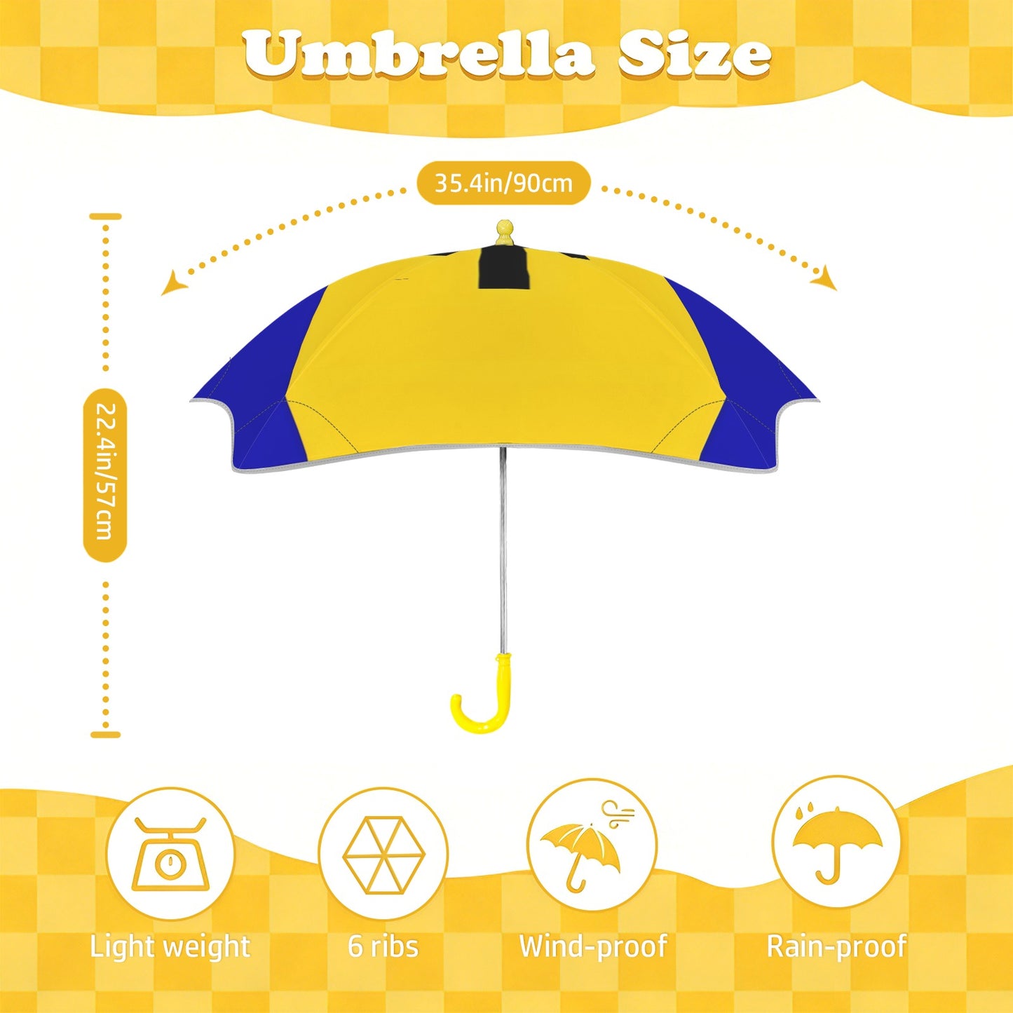 Barbados Flag Inspired Kids Safe Round Corner Umbrella