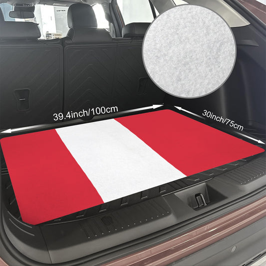 Peru Flag Inspired Car Trunk Mat 100 × 75 cm / 39.4 × 30 in Printed in the USA