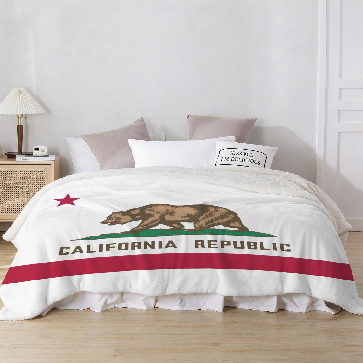 California Flag Inspired Sherpa Fleece Blanket 90" x 108" | Printed in the USA