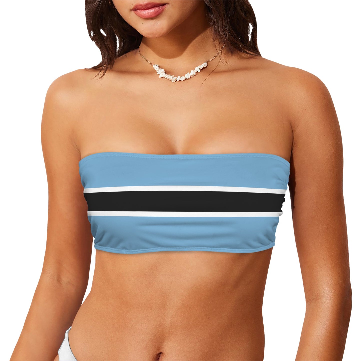Botswana Flag Inspired Bandeau Tube Bikini Top