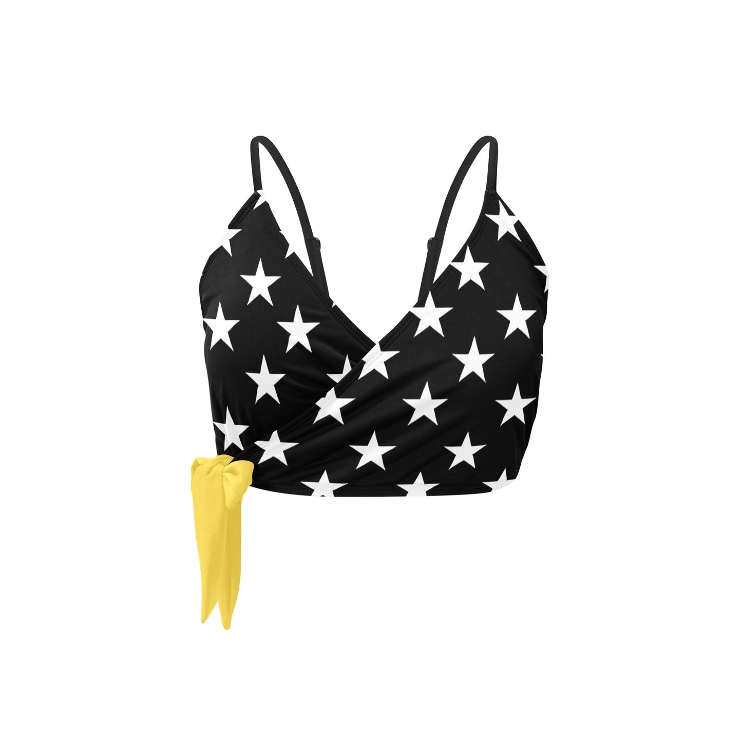 Thin Gold Line Flag Inspired Knot Side Bikini Top