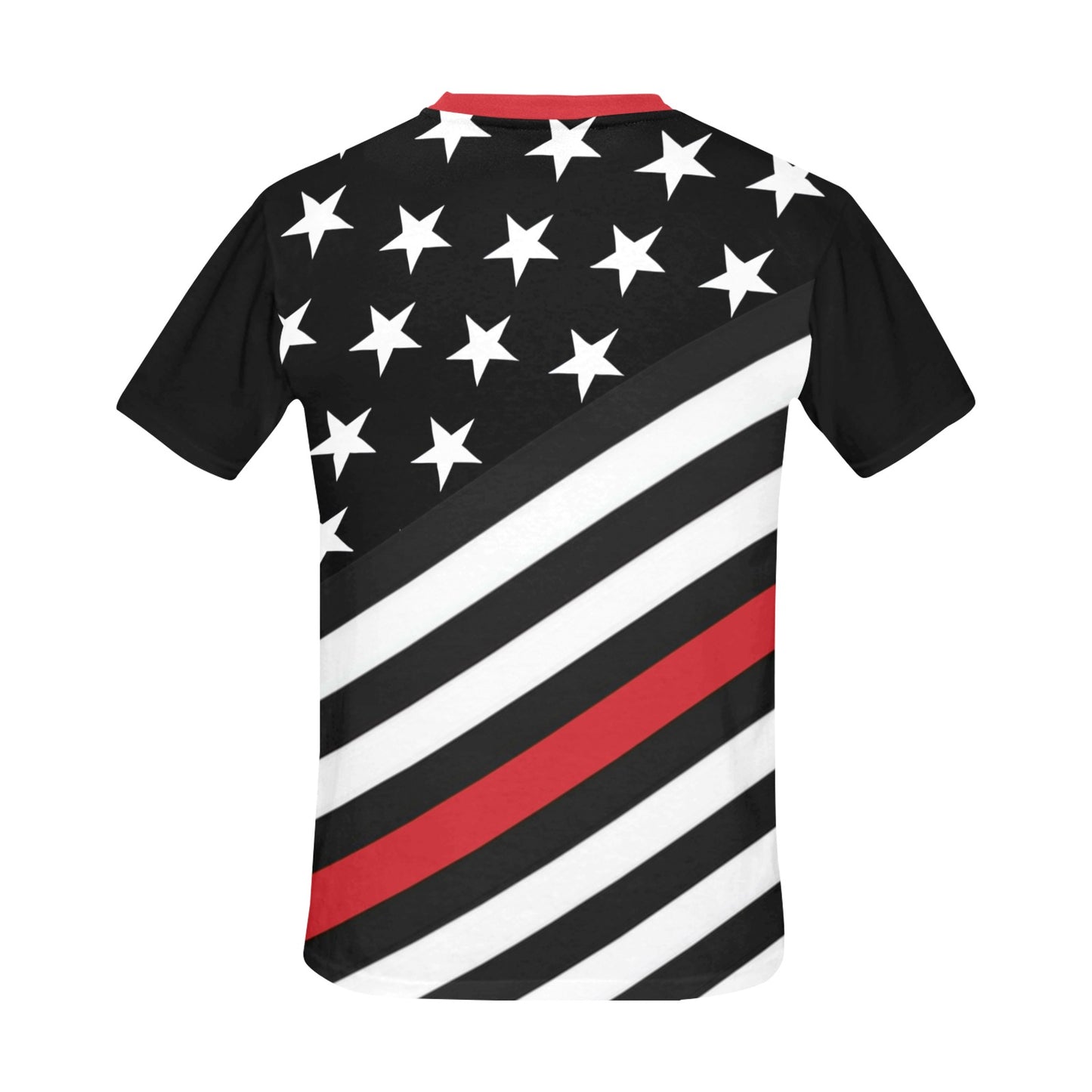 Thin Red Line Flag Men's Crew Neck T-Shirt (Made in USA)