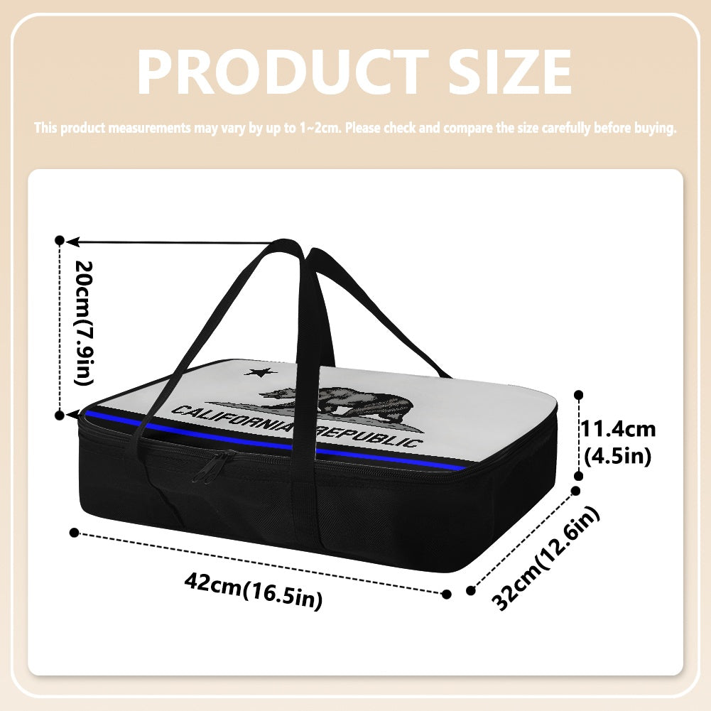 Thin Blue Line California  Flag Inspired Insulated Casserole Carrier – Durable Hot & Cold Food Bag