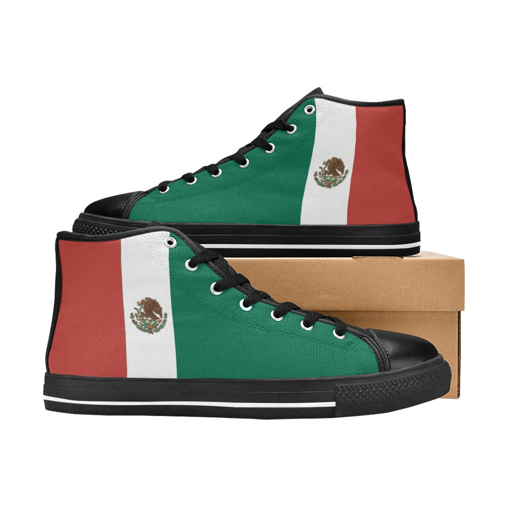 Mexico Flag Inspired Men's  Aquila High Top Canvas Shoes