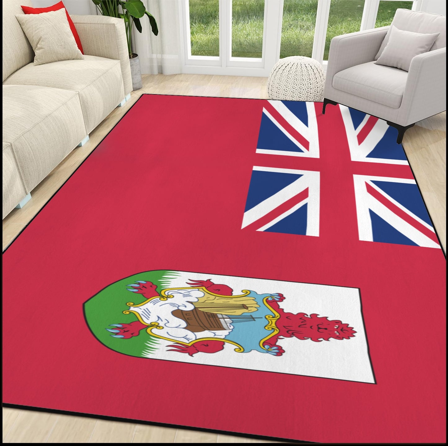 Bermuda Flag Inspired 84x60 Inch Area Rug with Black Binding (Made in the USA)