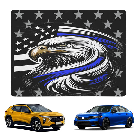 Thin Blue Line Flag Inspired Eagle Car Trunk Mat 100 × 75 cm / 39.4 × 30 in Printed in the USA