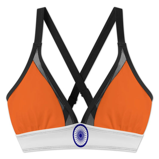 India Flag Inspired Women's Mesh Drawstring Skirt and Swimsuit Set