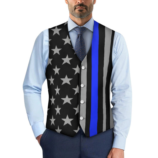 Thin Blue Line Flag Inspired (subdued) Suit vest jacket