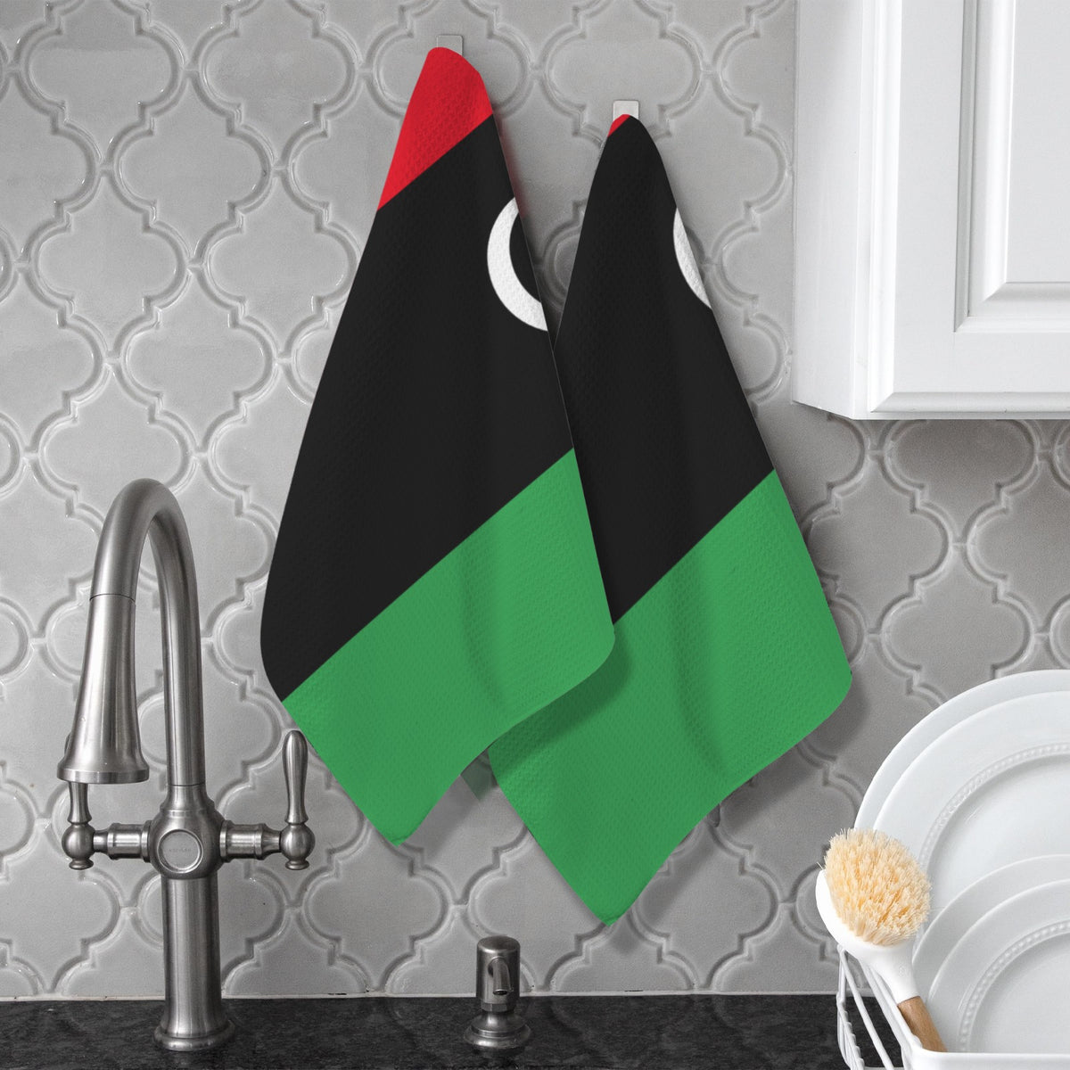 Libya Flag Inspired Kitchen Towel 40X60cm Pack of 2) | Printed In the USA