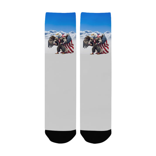 USA/American Flag Inspired Eagle with Cape in Clouds Women's Custom  Socks | Ships from USA