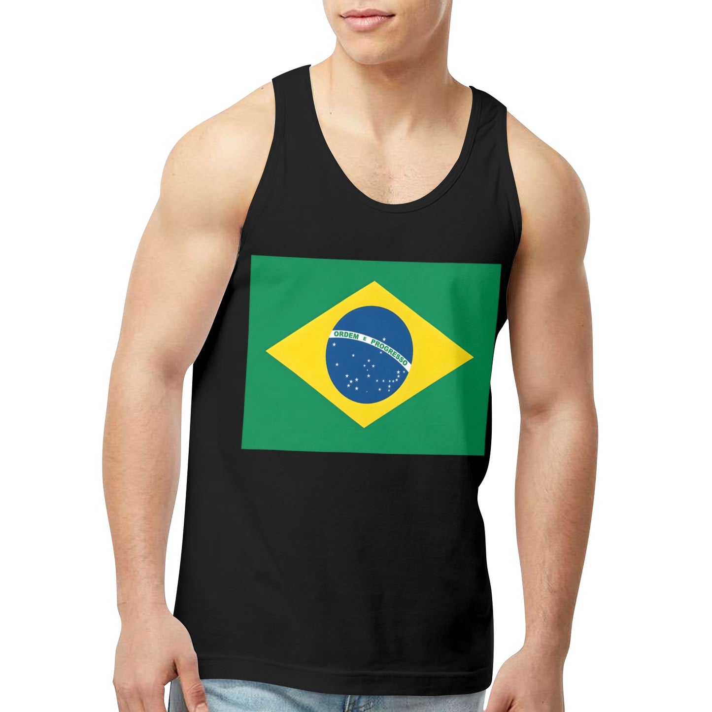 Brazil Flag Men's Tank Top (Front Printing) | Ships from USA