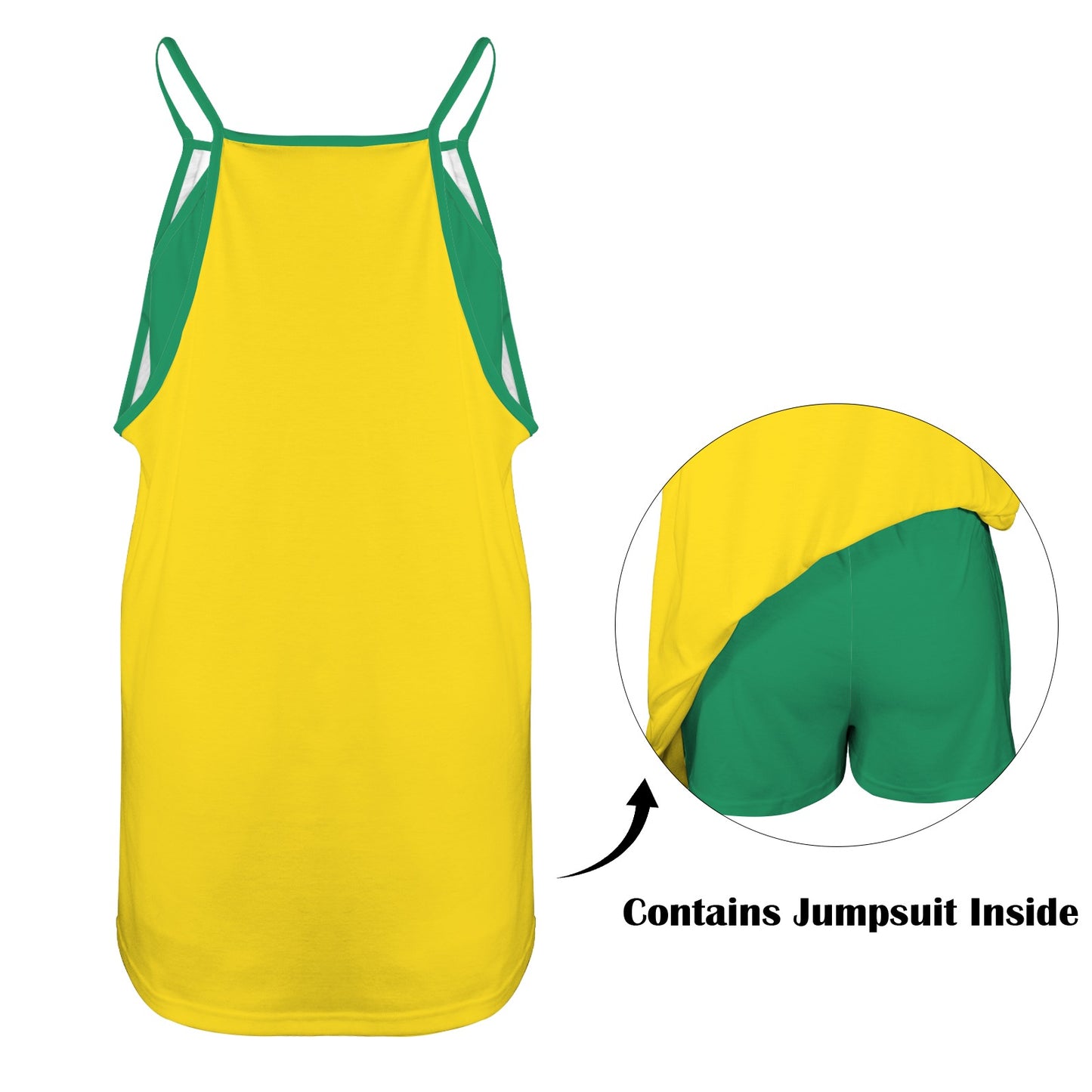 Brazil Flag Inspired Women's Double-Layered Camisole Dress