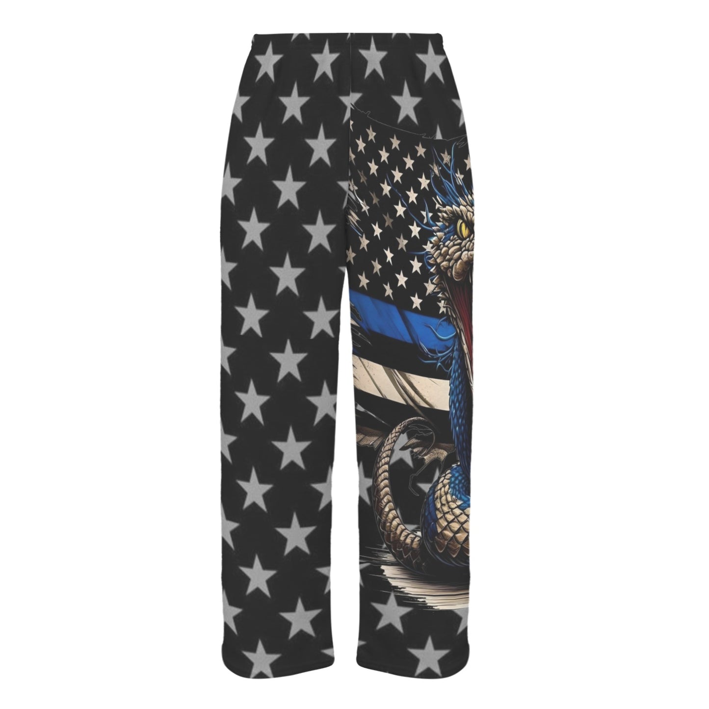 Thin Blue Line Flag Inspired Snake Women's Flannel Pajama Trousers Made in the USA