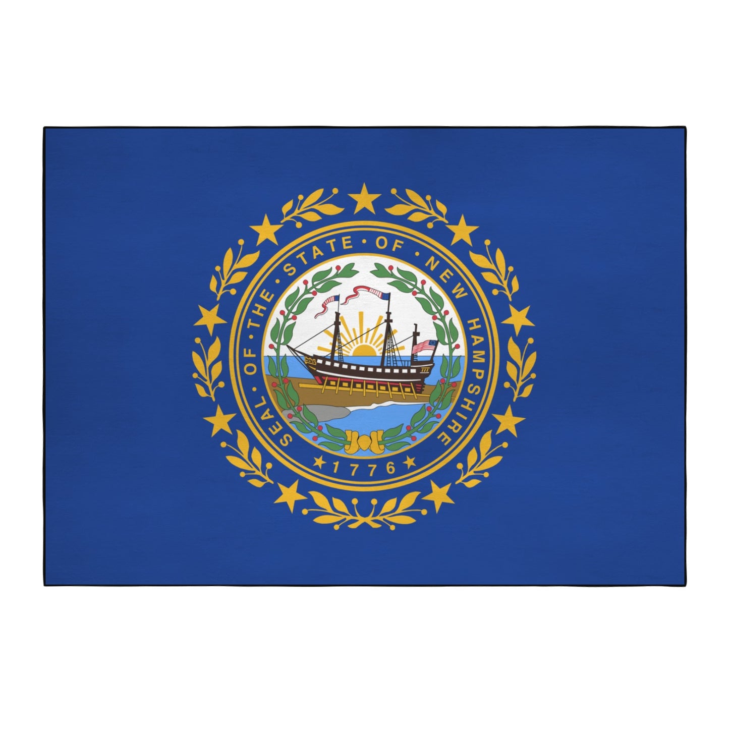 New Hampshire Flag Inspired 84x60 Inch Area Rug with Black Binding (Made in the USA)