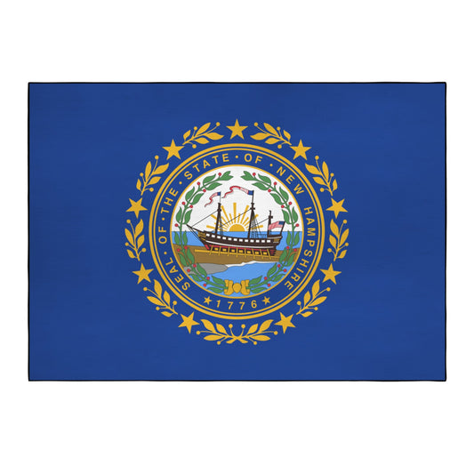 New Hampshire Flag Inspired 84x60 Inch Area Rug with Black Binding (Made in the USA)