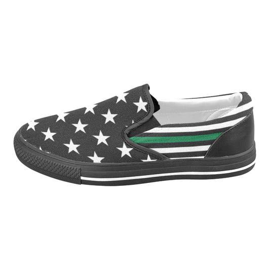 Thin Green Line Flag Inspired Slip-on Canvas Kid's Shoes