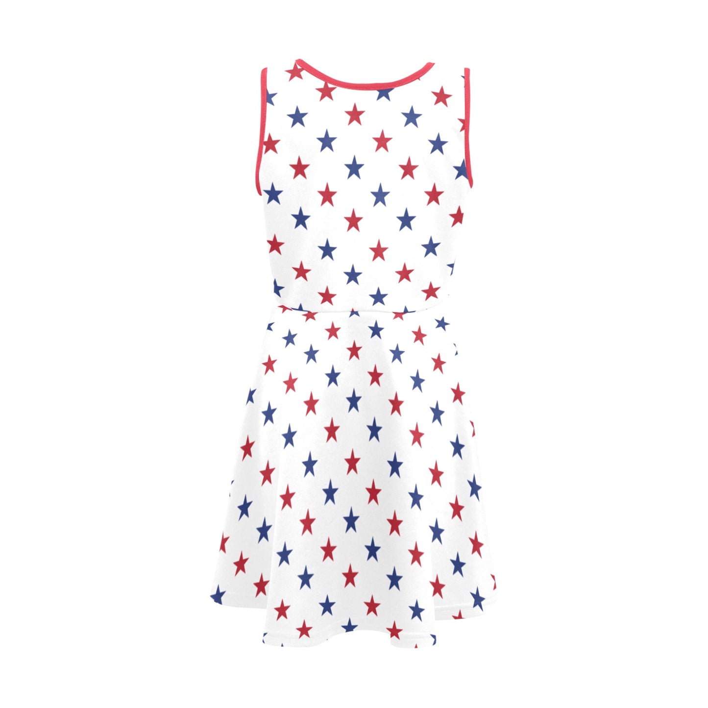 USA/American Flag Inspired Red and Blue Stars Pattern Girls' Sleeveless Sundress | Ships from USA