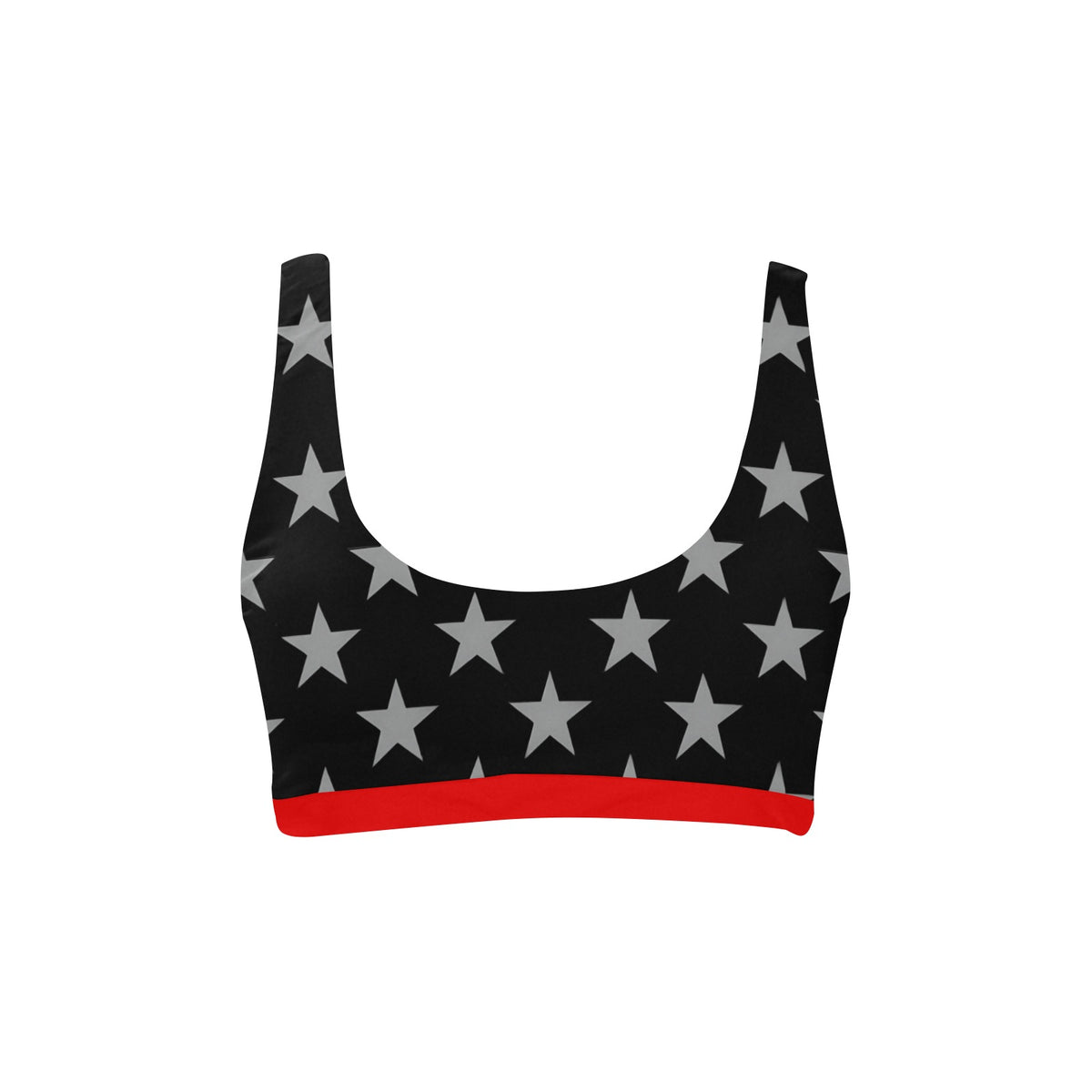 Thin Red Line Flag Inspired Sport Bikini Top