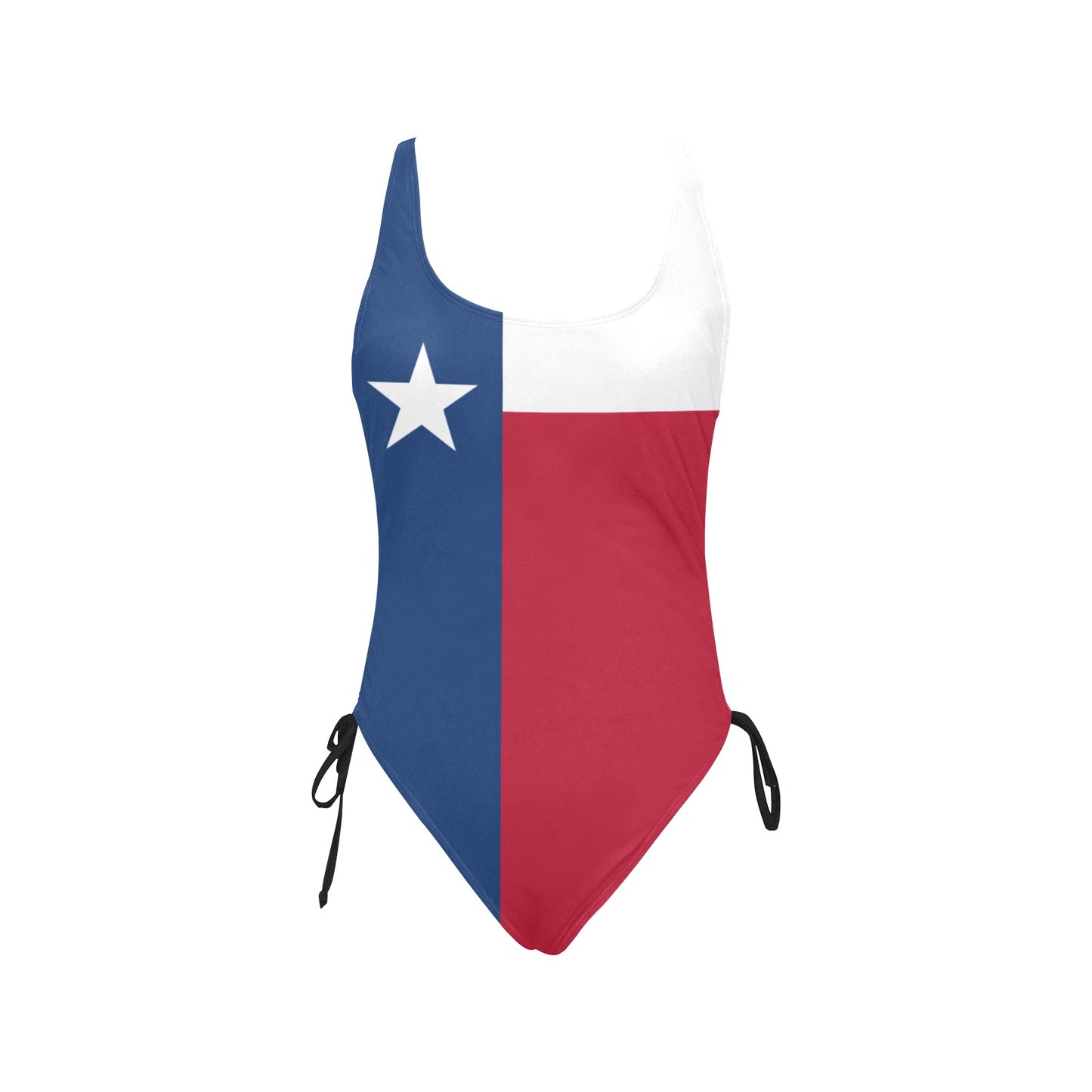 Texas Flag Inspired Drawstring Side One-Piece Swimsuit