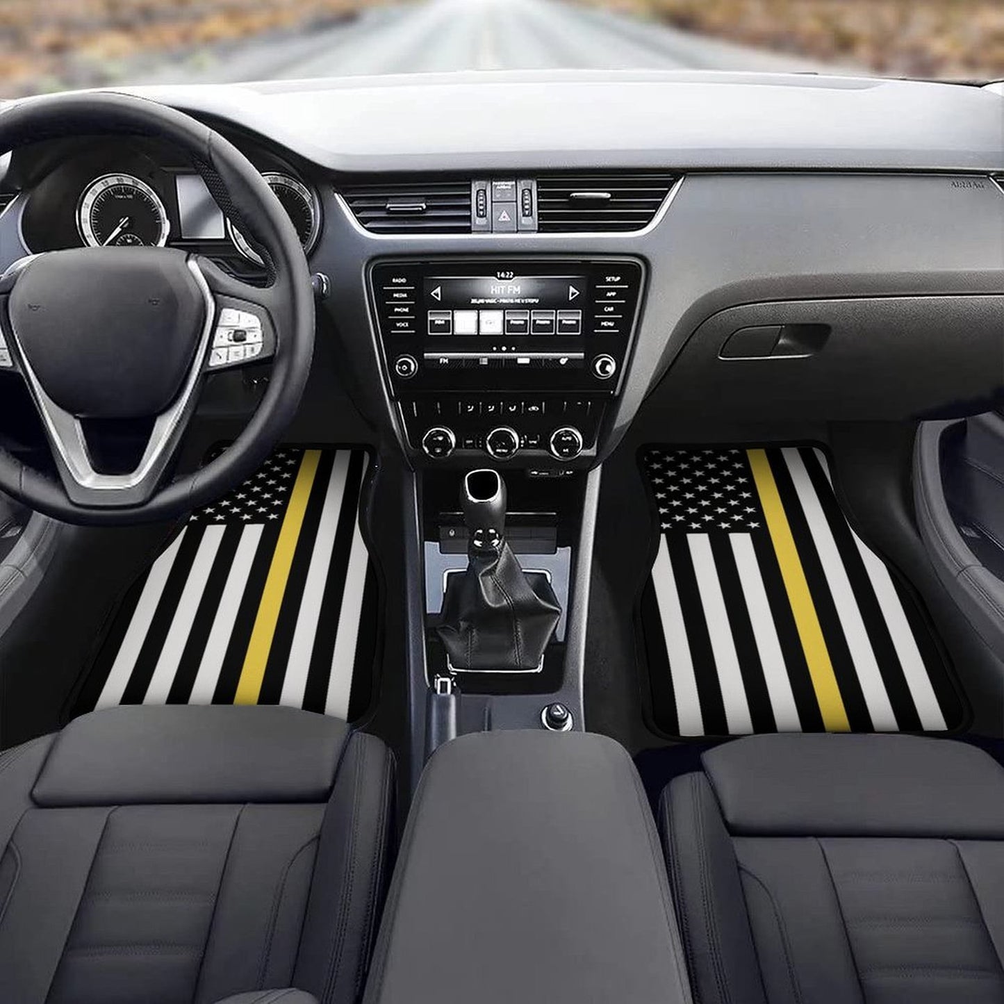 Thin Gold Line Flag Inspired Car Floor Mats(4pcs)