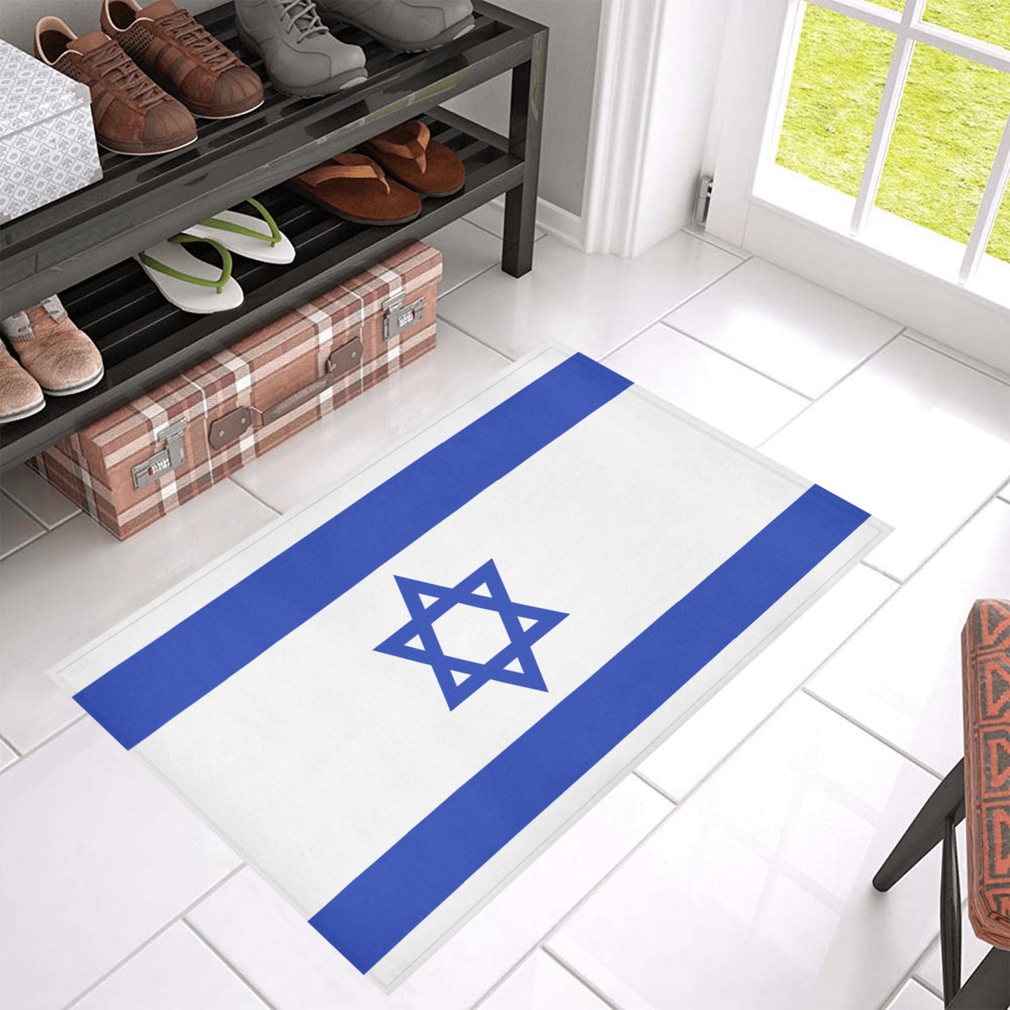 Israel Flag Inspired Doormat 30" x 18" (Sponge Material)