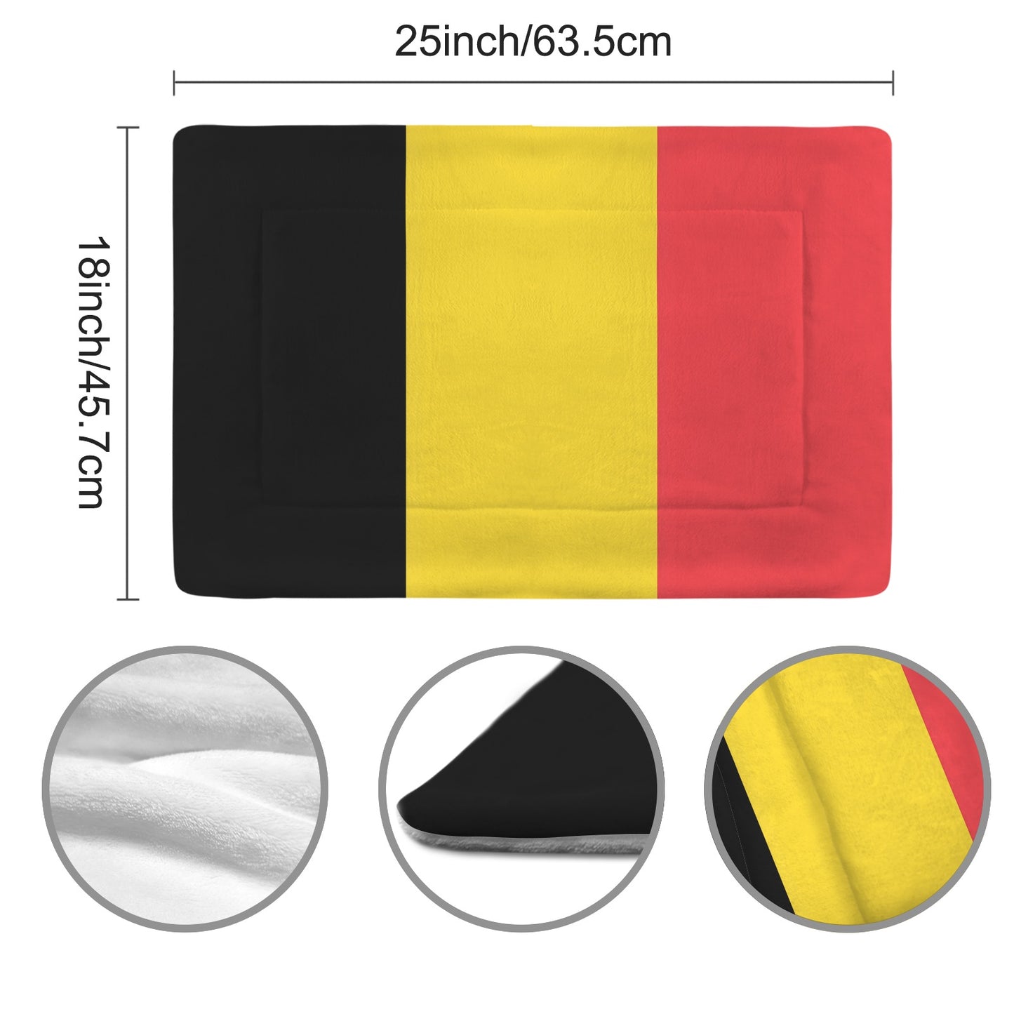 Belgium Flag Inspired Pet Mat 25x18inch (Made in the USA)