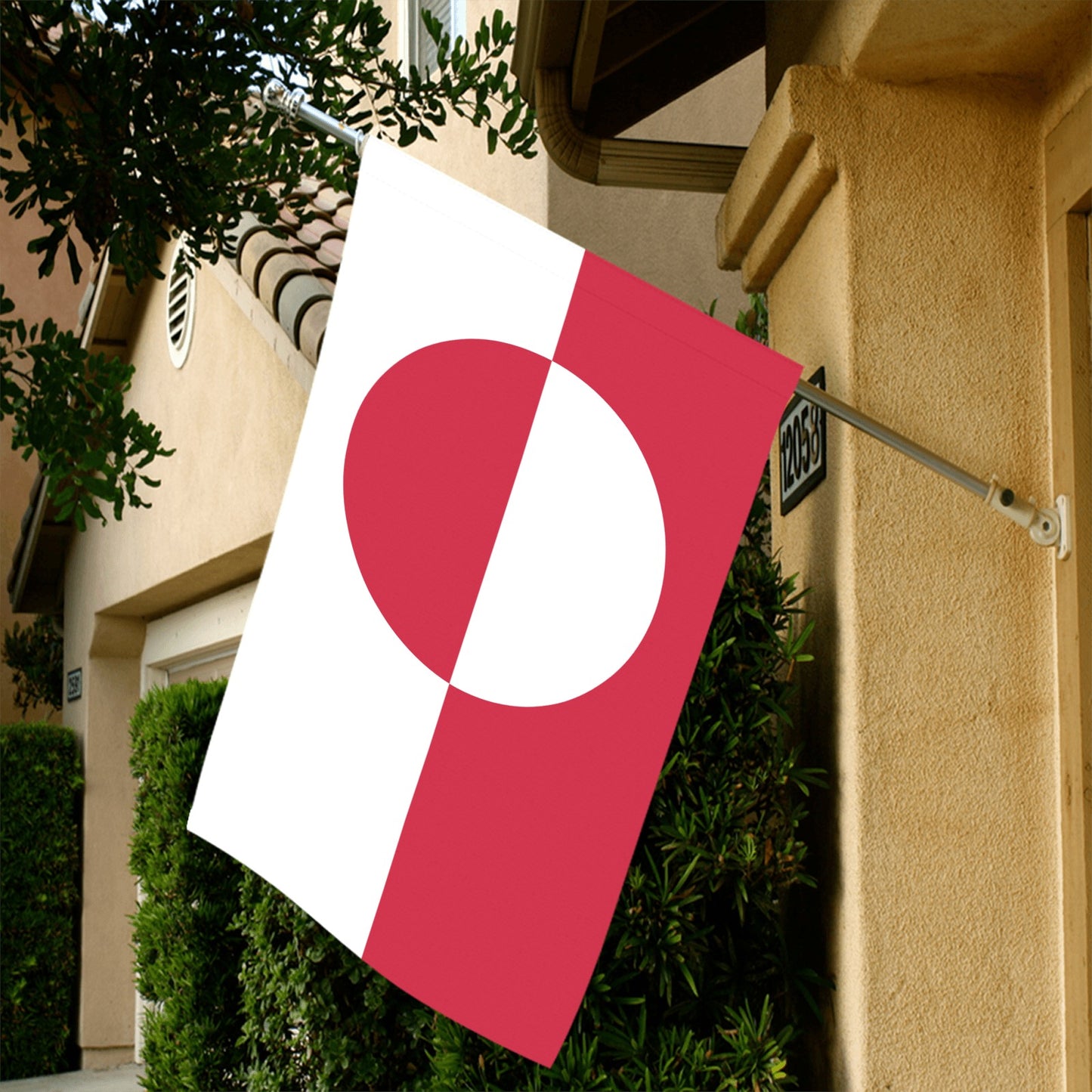 Luv My Flag brand, stylish red and white design.