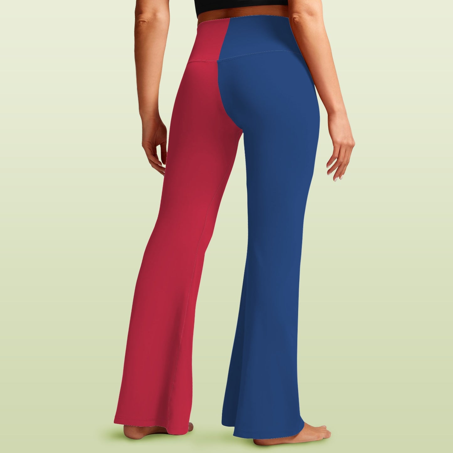 Texas Flag Inspired Women's V-Crossover High Waisted Flare Leggings