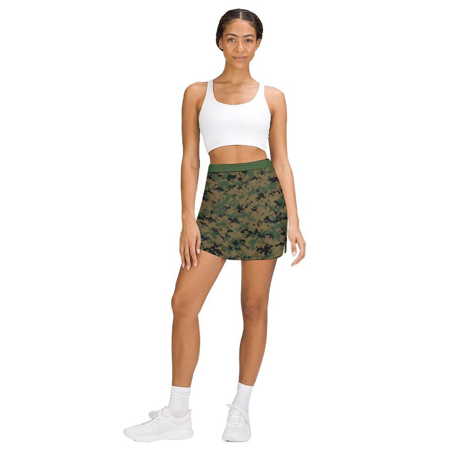 Thin Green Line Flag Inspired Eagle On Digital Camo Women’s Skort with Pocket