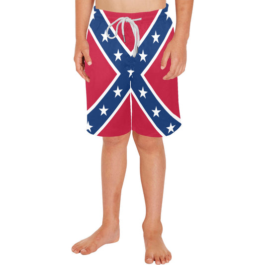 Confederate Battle Flag Inspired Boys Beach Shorts
