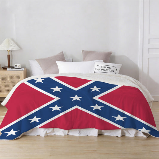 Confederate States Battle Flag Inspired Sherpa Fleece Blanket 90" x 108" | Prtinted in the USA