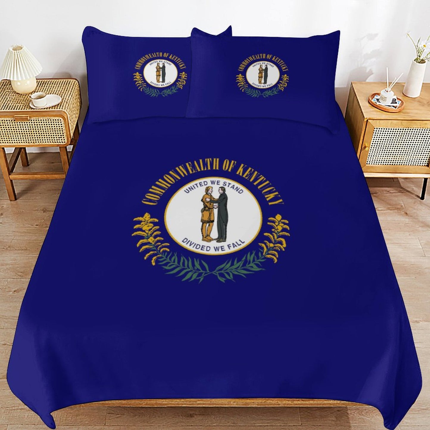 Kentucky Flag Inspired 3-Piece Bedding Set (1 Duvet Cover + 2 Pillow Shams) – 102"×90"
