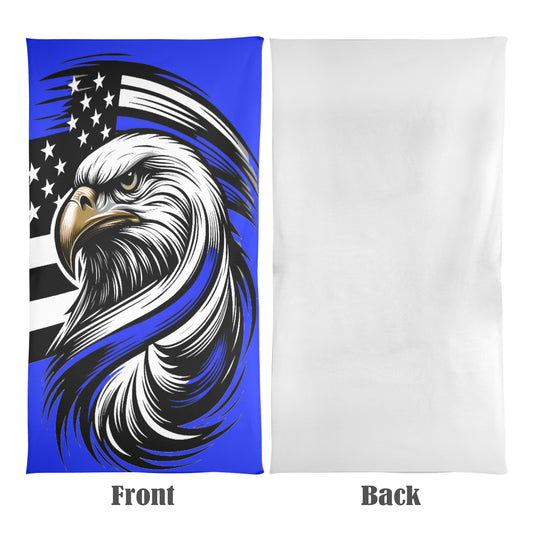 Thin Blue Line Flag Inspired Eagle Beach Towel 31"x71" (Made in USA)