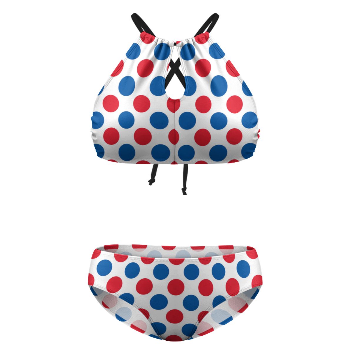 USA/American Flag Inspired Polka Dot Pattern Plus Size High Waisted Bikini