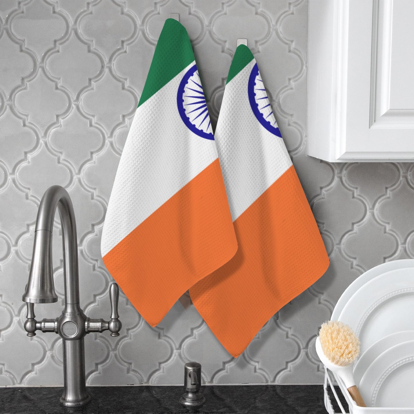 India Flag Inspired Kitchen Towel 40X60cm (Pack of 2) (Made in the USA)