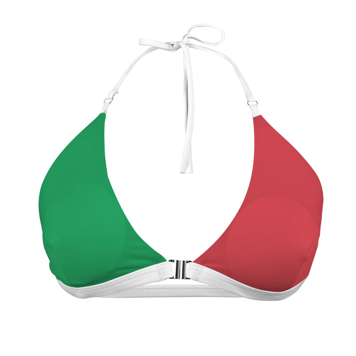 Italy Flag Inspired Front Buckle Triangle Bikini Top
