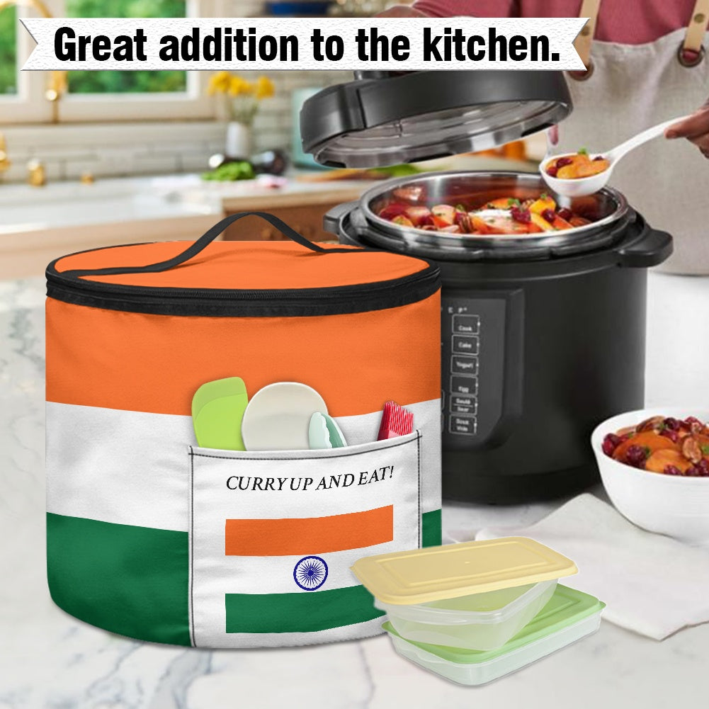 India Flag Inspired "CURRY UP AND EAT!" Electric Pressure Cooker Insulation Bag
