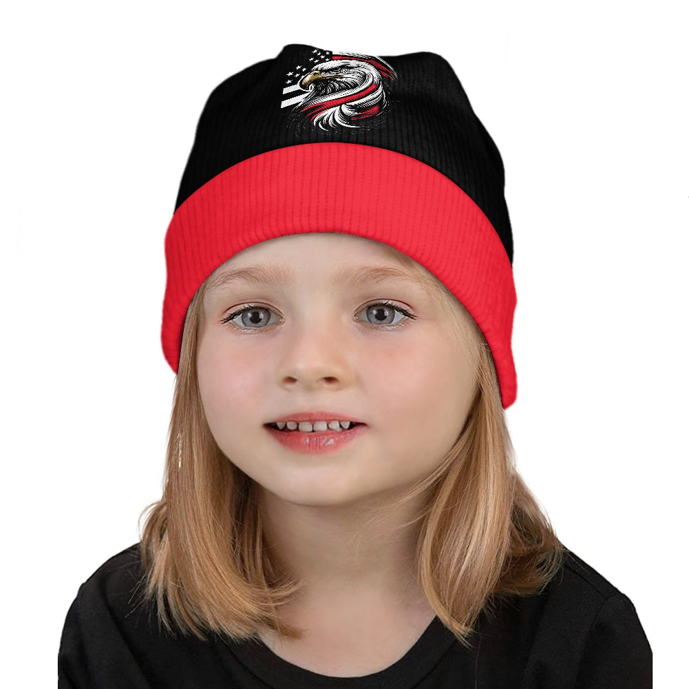 Thin Red Line Flag Inspired Eagle Kids' Beanie