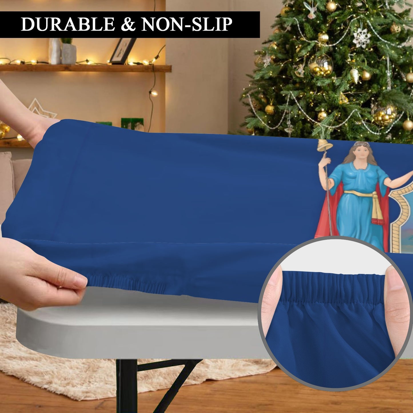 New York Flag Inspired Custom Elastic Fitted Tablecloth 72x30 inch (Made in the USA)