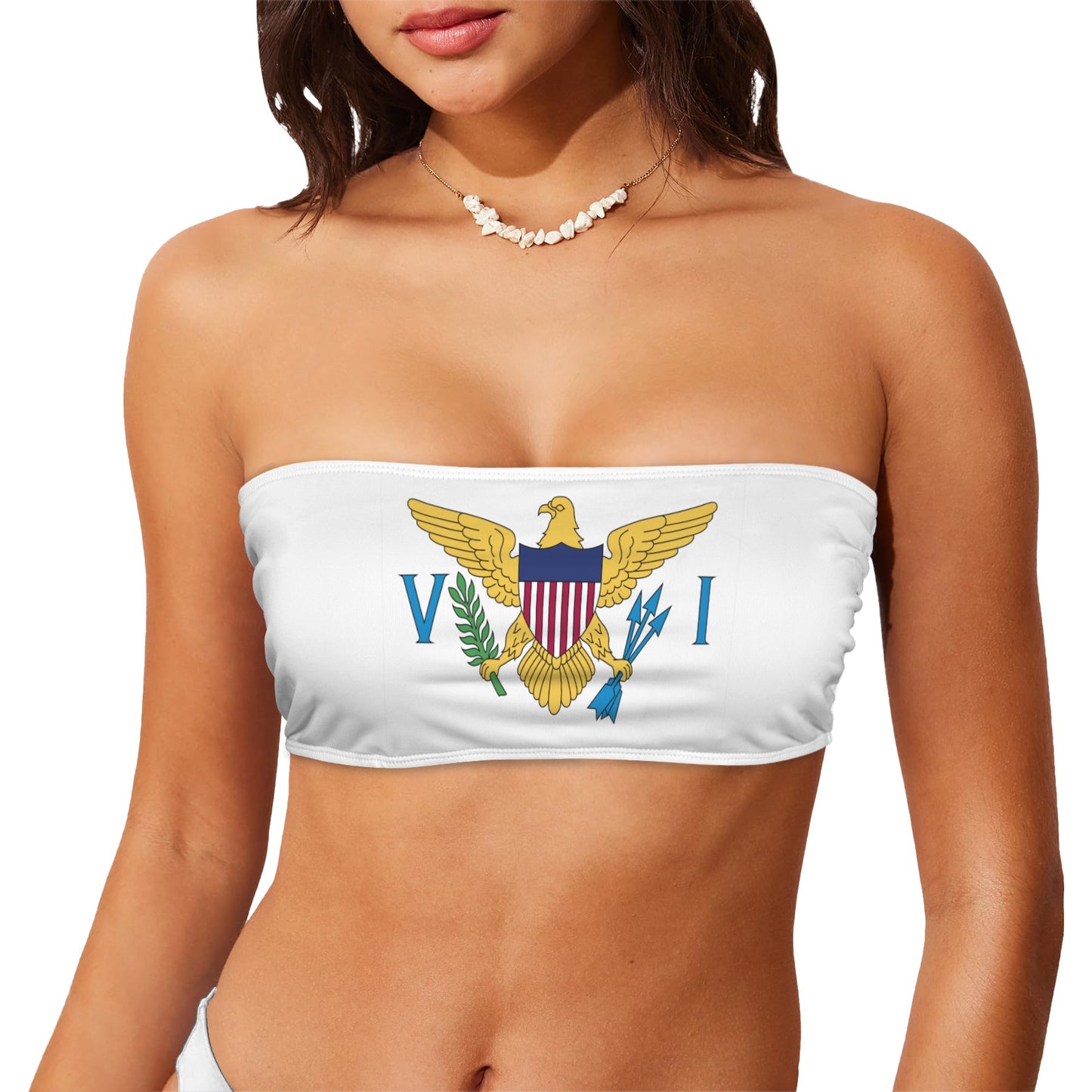 Virgin Islands Flag Inspired Bandeau Tube Bikini Top