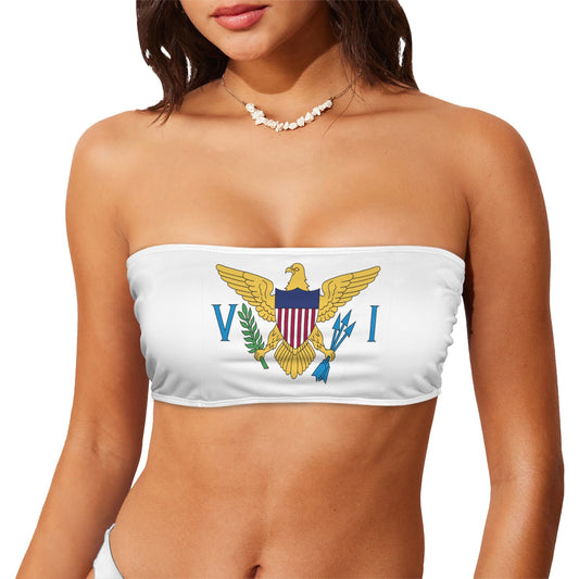 Virgin Islands Flag Inspired Bandeau Tube Bikini Top