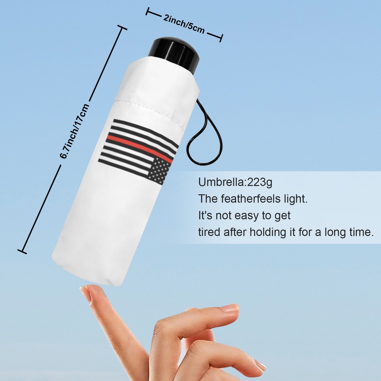 Thin Red Line Flag Inspired Mini Compact Umbrella