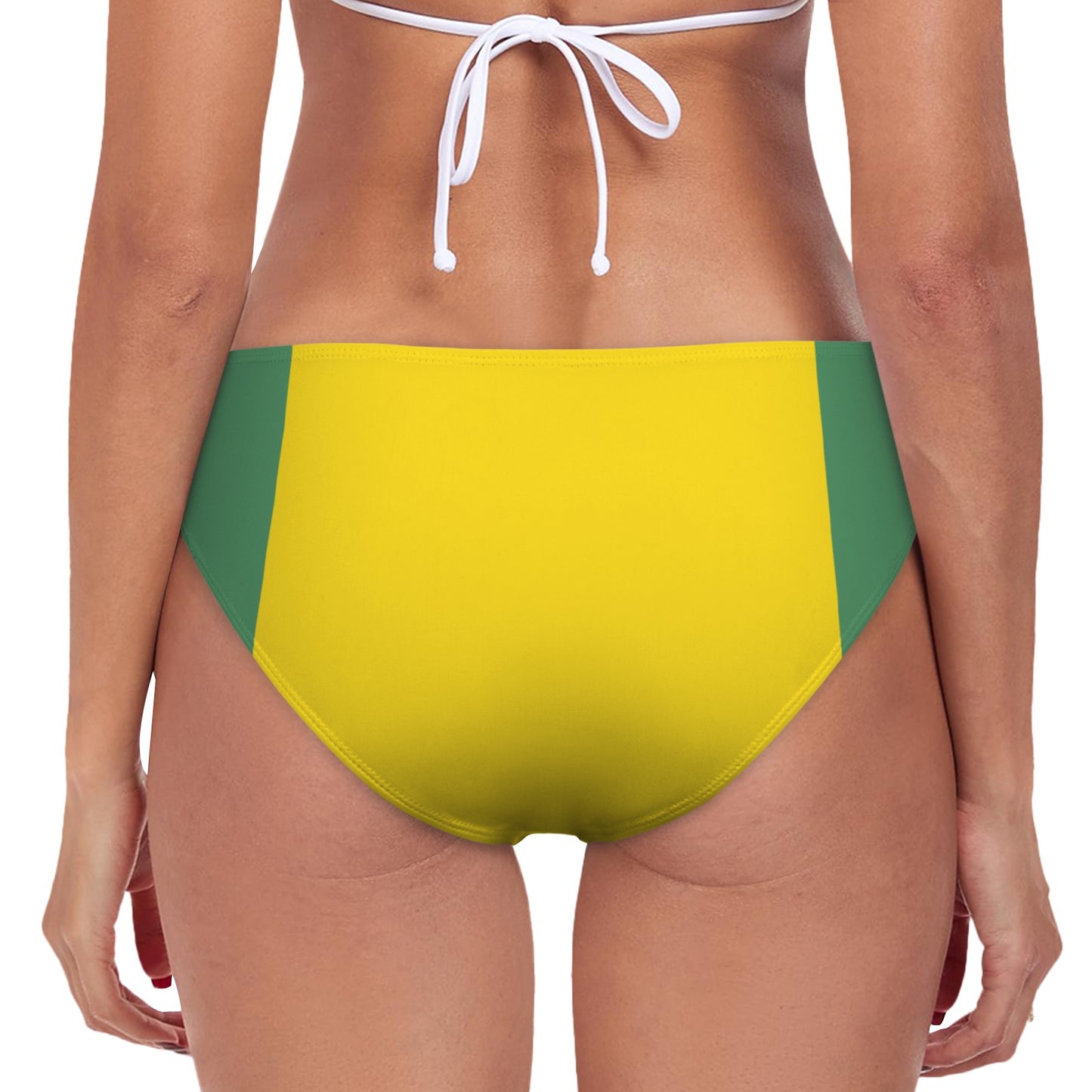 Brazil Flag Inspired High-Waisted Bikini Bottom