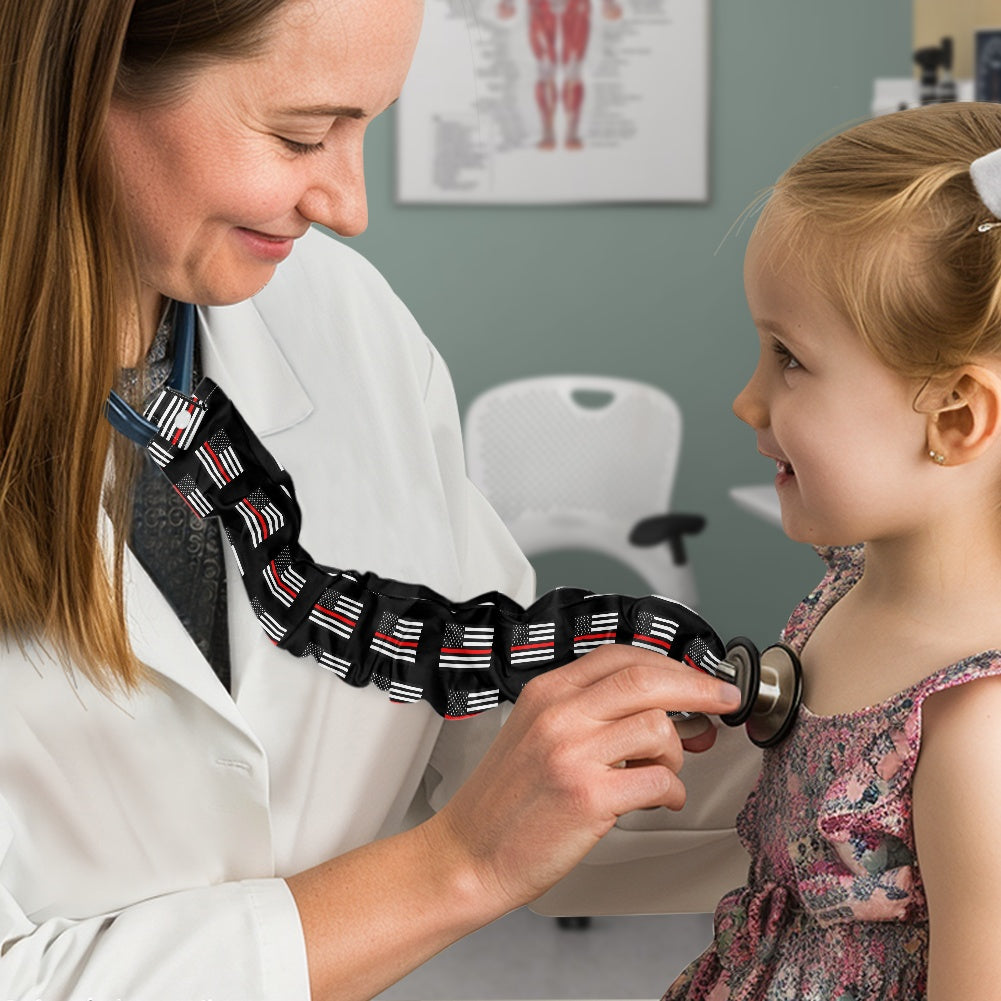 Thin Red Line Flag Inspired Stethoscope Protective Cover