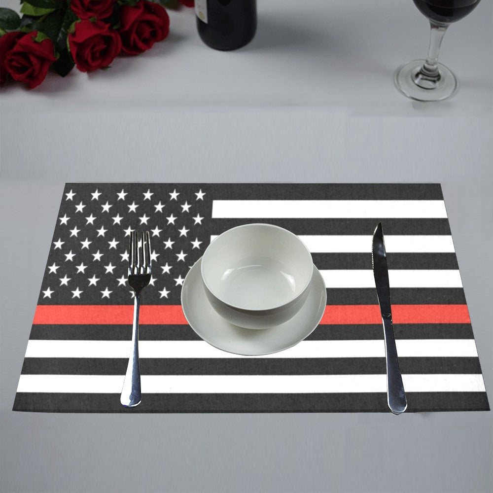 Thin Red Line Flag Placemats 12" x 18" (Set of 6)
