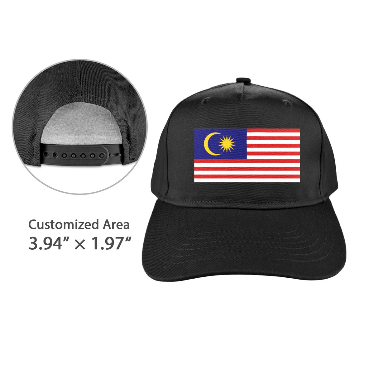 Malaysia Flag Inspired Baseball Cap | Printed in the  USA