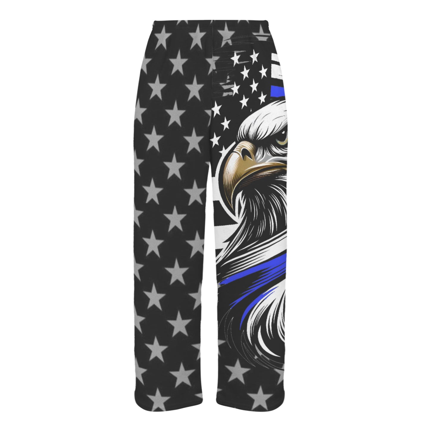 Thin Blue Line Flag Inspired Eagle Women's Flannel Pajama Trousers Made in the USA