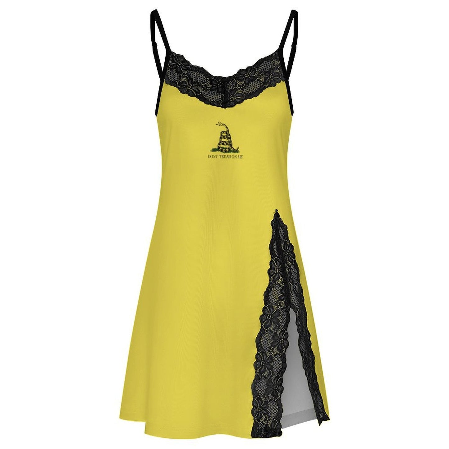 Gadsden Flag Inspired Women's Lace Slit Cami Pajama Dress
