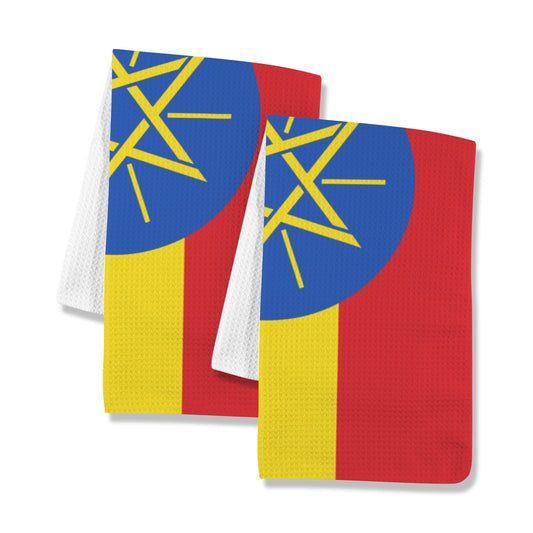 Ethiopia Flag Inspired Kitchen Towel 40X60cm (Pack of 2) | Printed In the USA